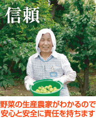 野菜の生産農家がわかるので安心と安全に責任を持ちます